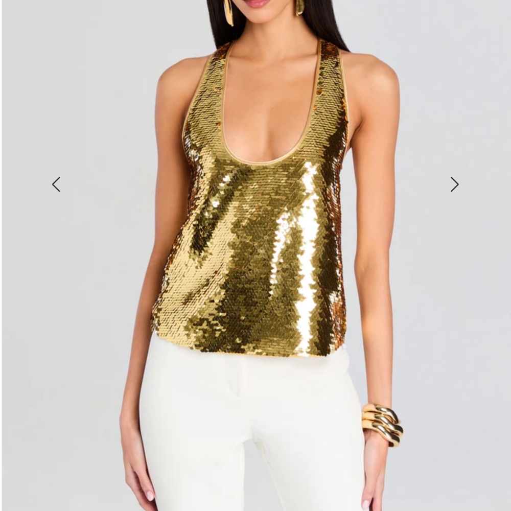 NWT Retrofete Gold Sequin Tank Top